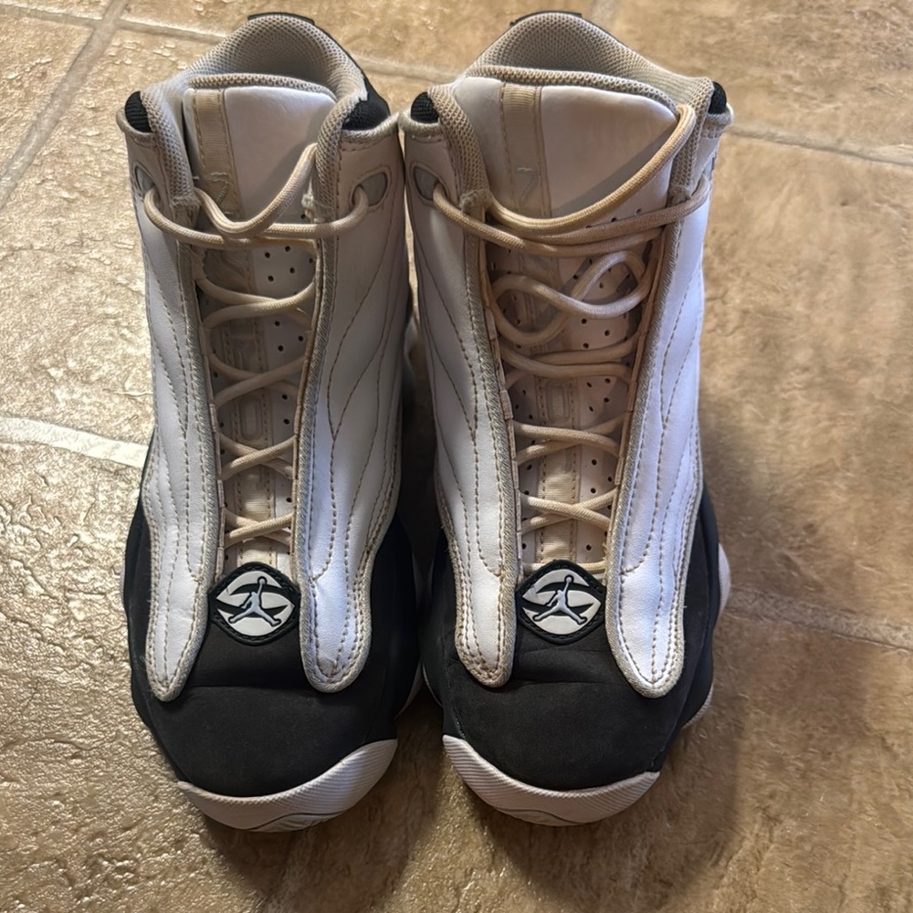 Boys White and Black High-Top Jordan Sneakers
